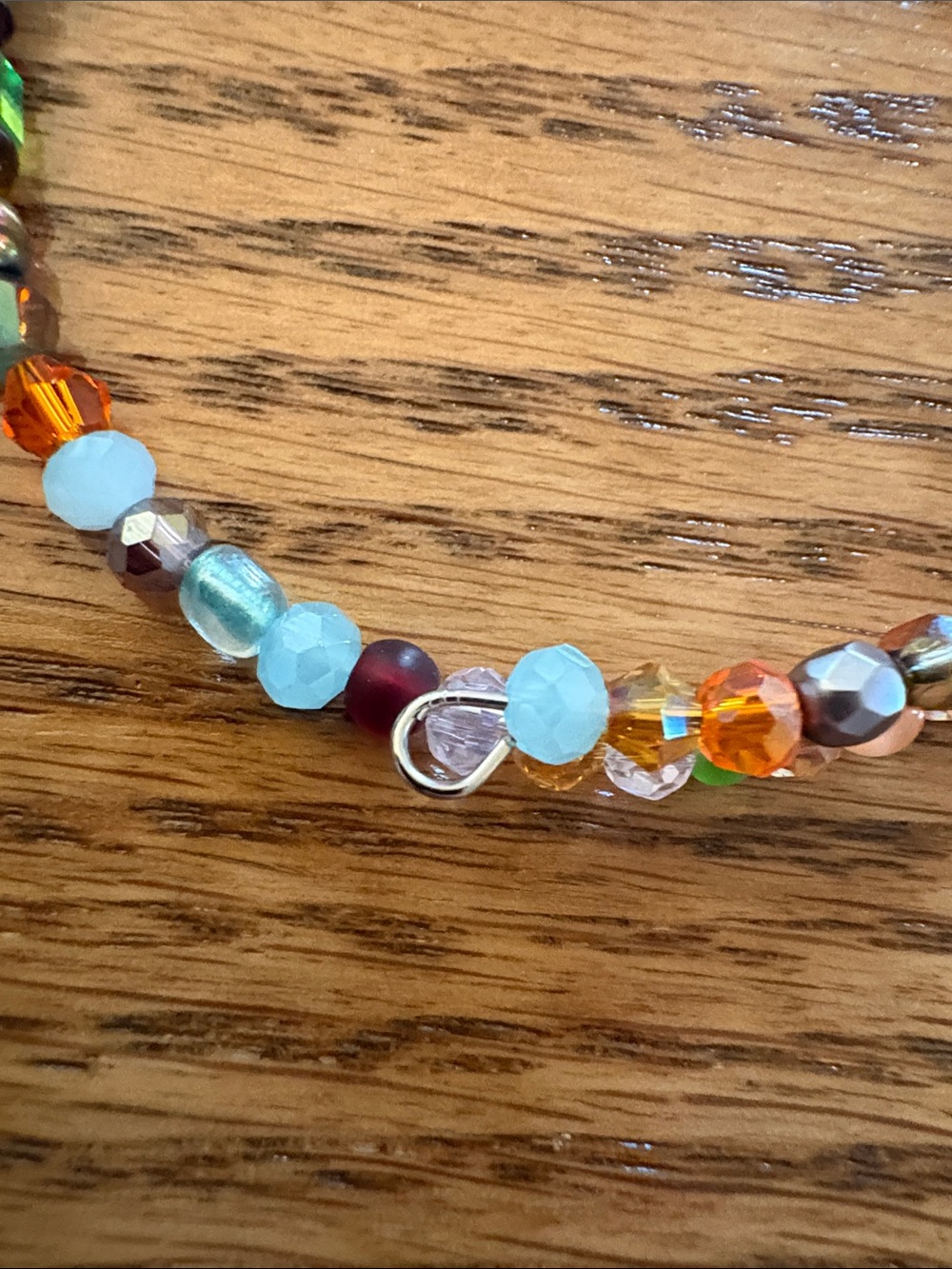 Hand Crafted Multicolor Beaded Heart Memory Wire Bracelet - Picture 5 of 8